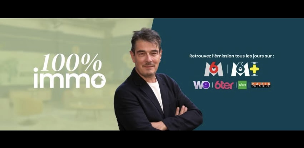 Bandeau de l'émission 100 % immo, diffusée sur M6, M6+, W9, 6ter et téva